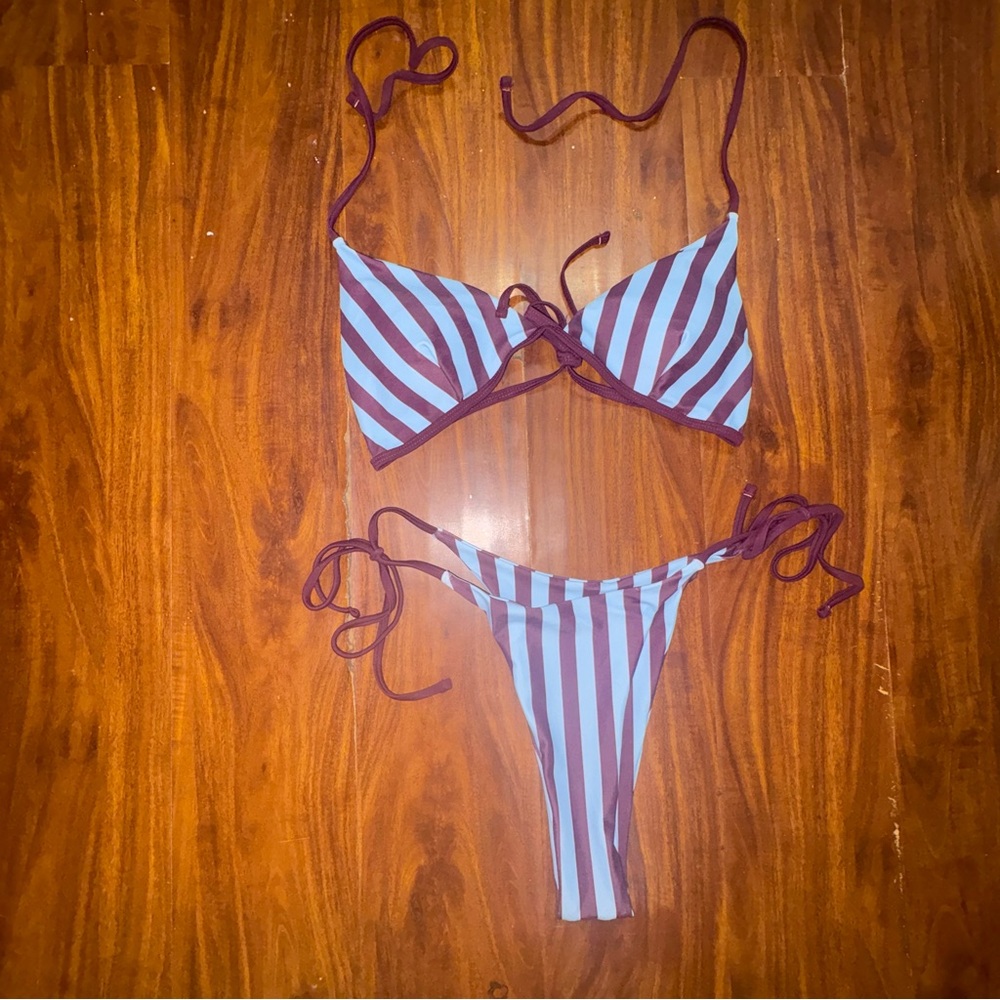 Striped Purple and Blue Bikini Set
